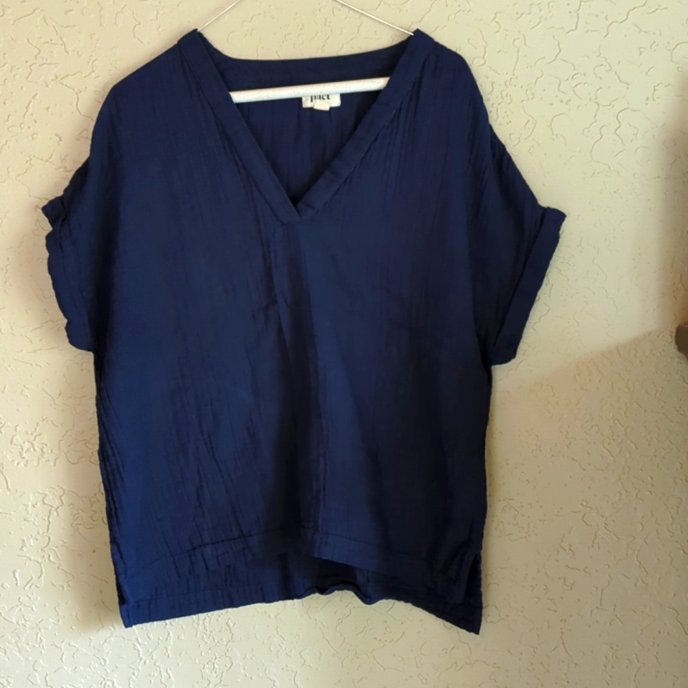Pact coastal double gauze short sleeve shirt